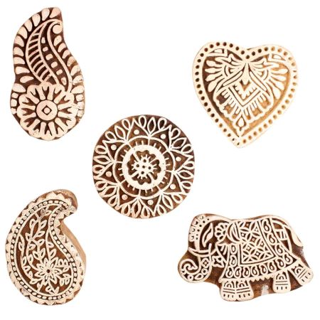 Set of 5 Piece New Mix Wooden Printing Block